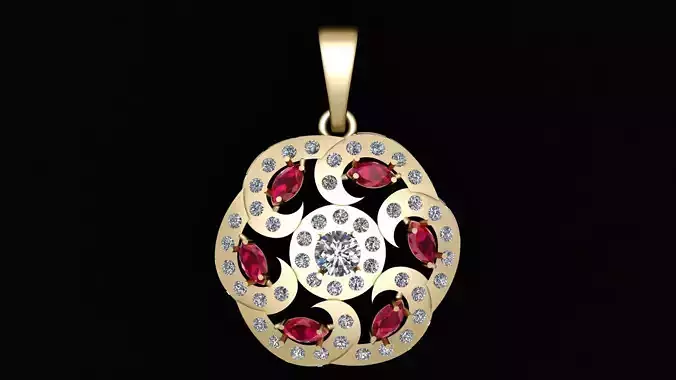 DIAMOND AND RUBY PENDANT 3D PRINTABLE MODEL 
