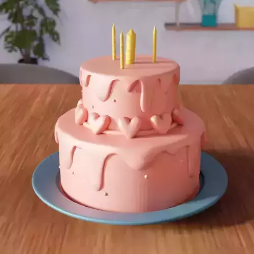 Birthday Cake Heart and Candle - 309