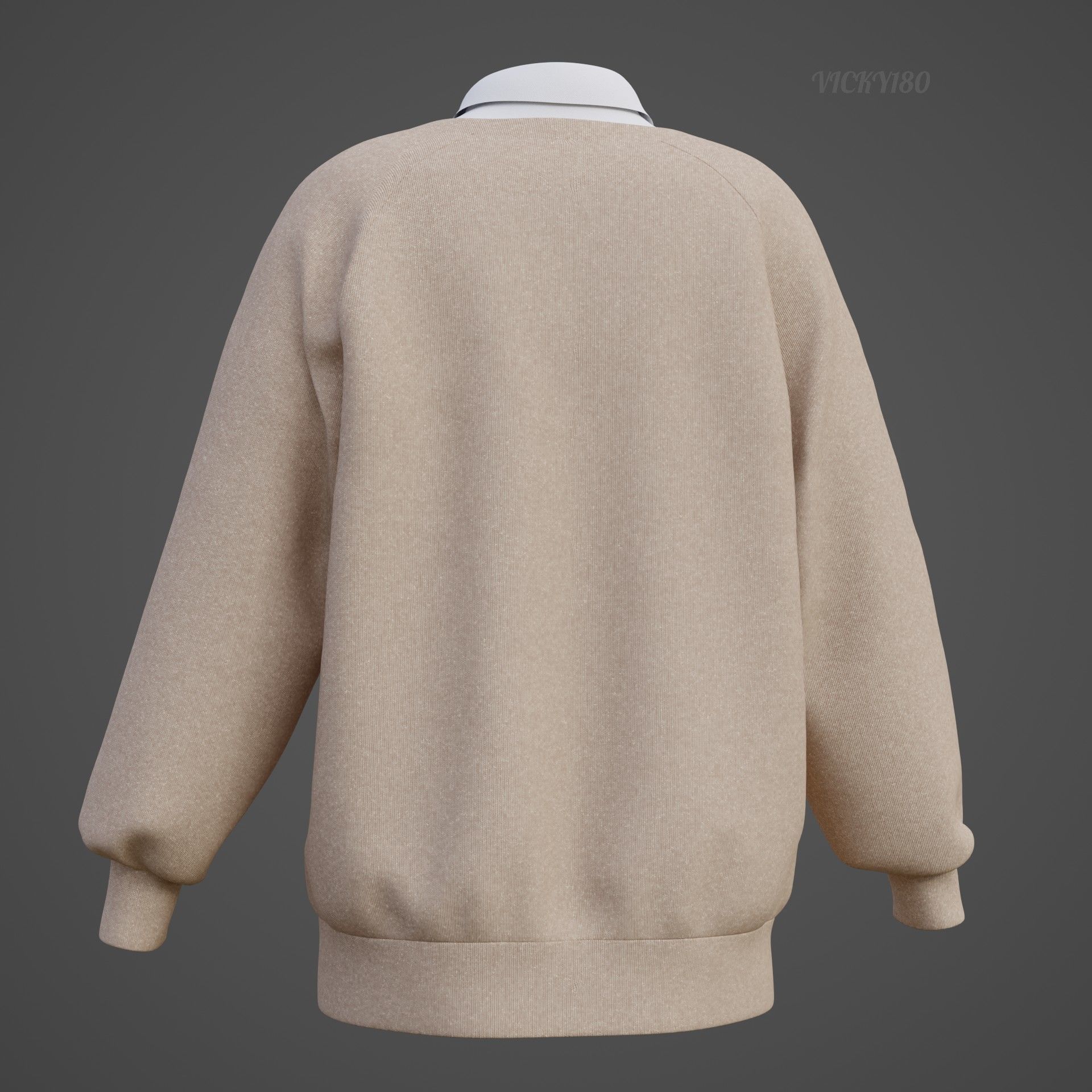 Sweater  and Collared Shirt - Knit Pullover wear formal clothing 3D model_28