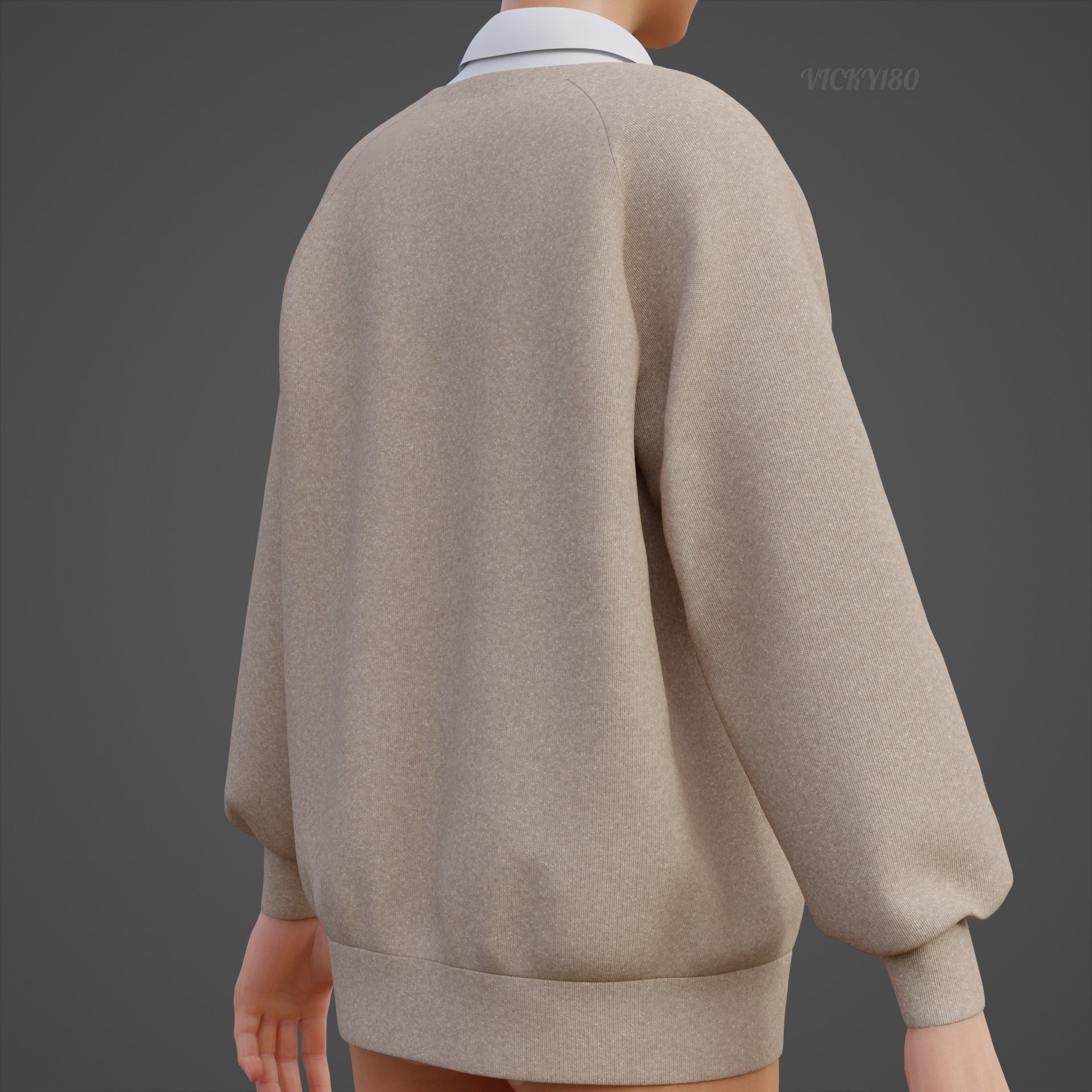 Sweater  and Collared Shirt - Knit Pullover wear formal clothing 3D model_15