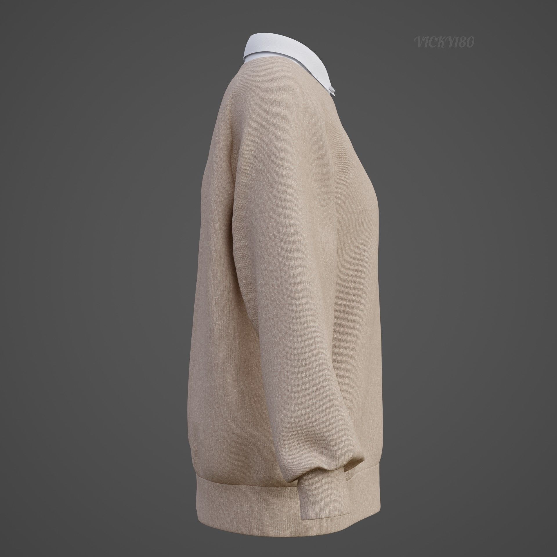 Sweater  and Collared Shirt - Knit Pullover wear formal clothing 3D model_27