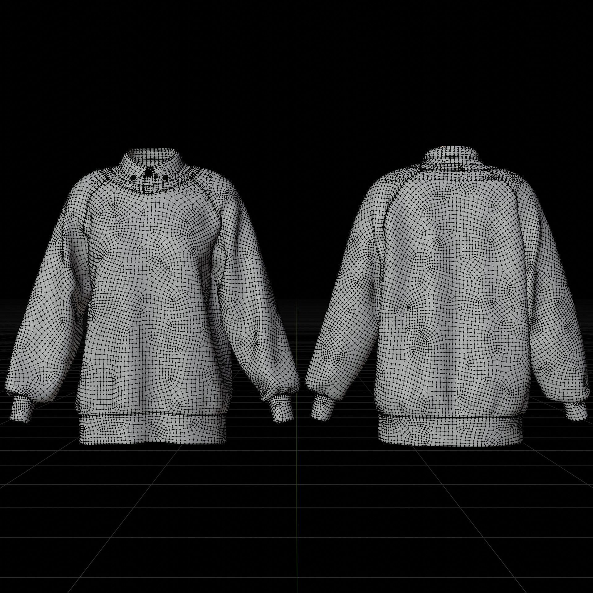 Sweater  and Collared Shirt - Knit Pullover wear formal clothing 3D model_8