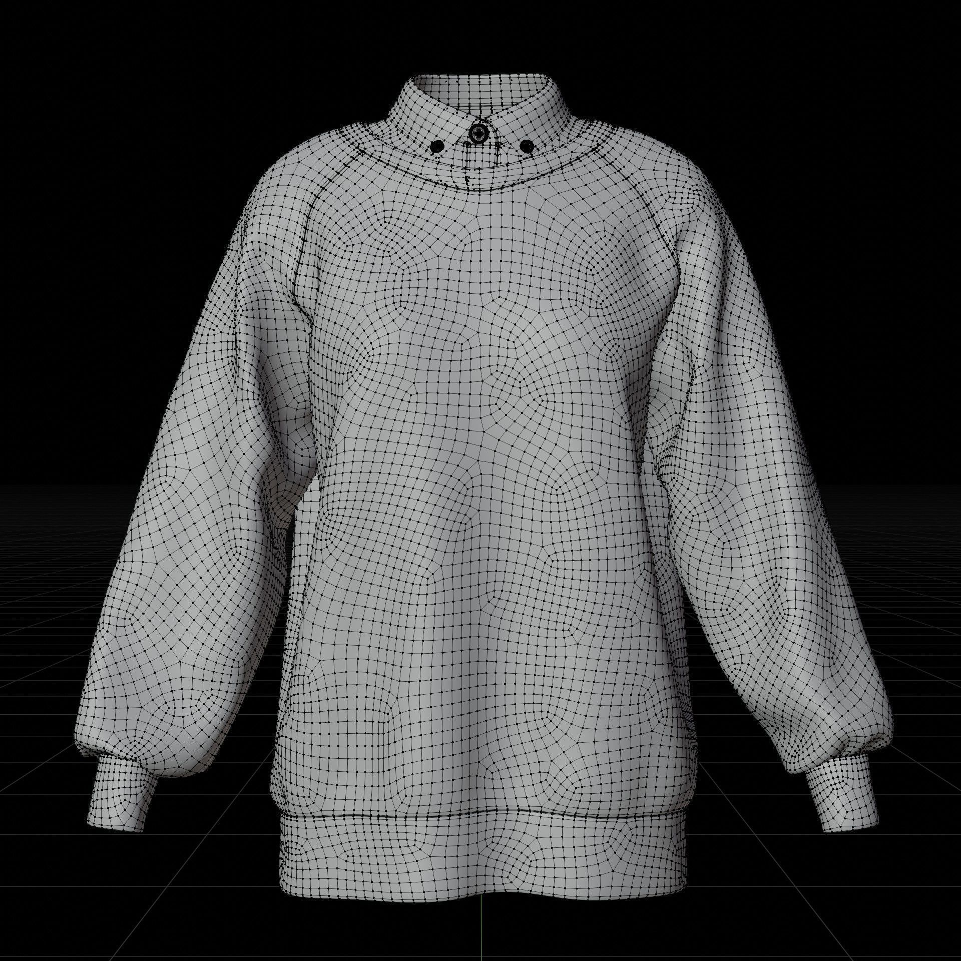 Sweater  and Collared Shirt - Knit Pullover wear formal clothing 3D model_21