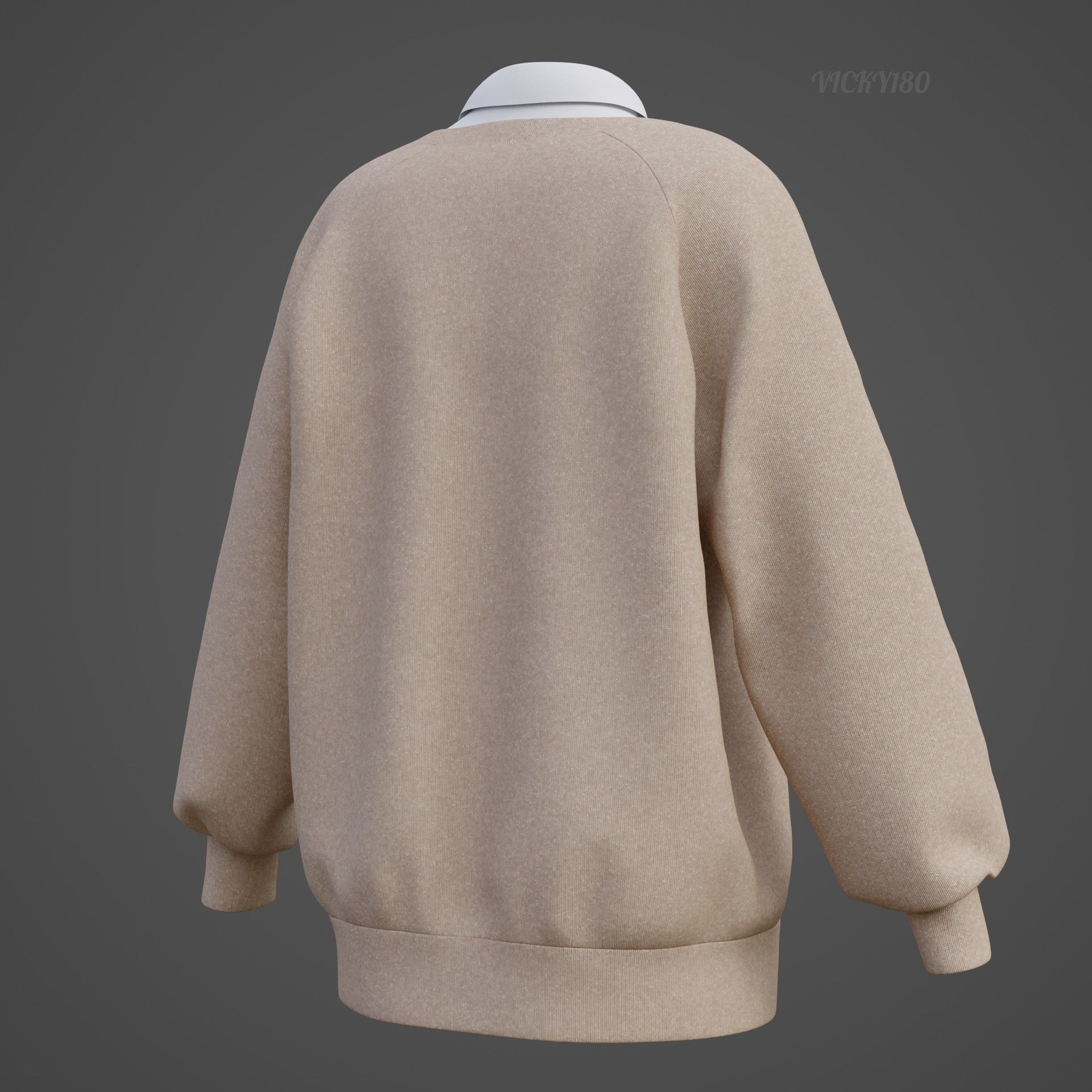 Sweater  and Collared Shirt - Knit Pullover wear formal clothing 3D model_26
