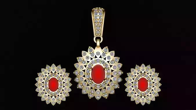 MANKA FLOWER  STYLE  LOCKET SET 3D PRINTABLE MODEL 