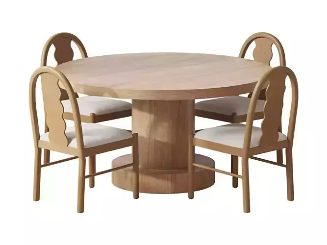 Karine Dining Table and Florent Dining Chair 3D model