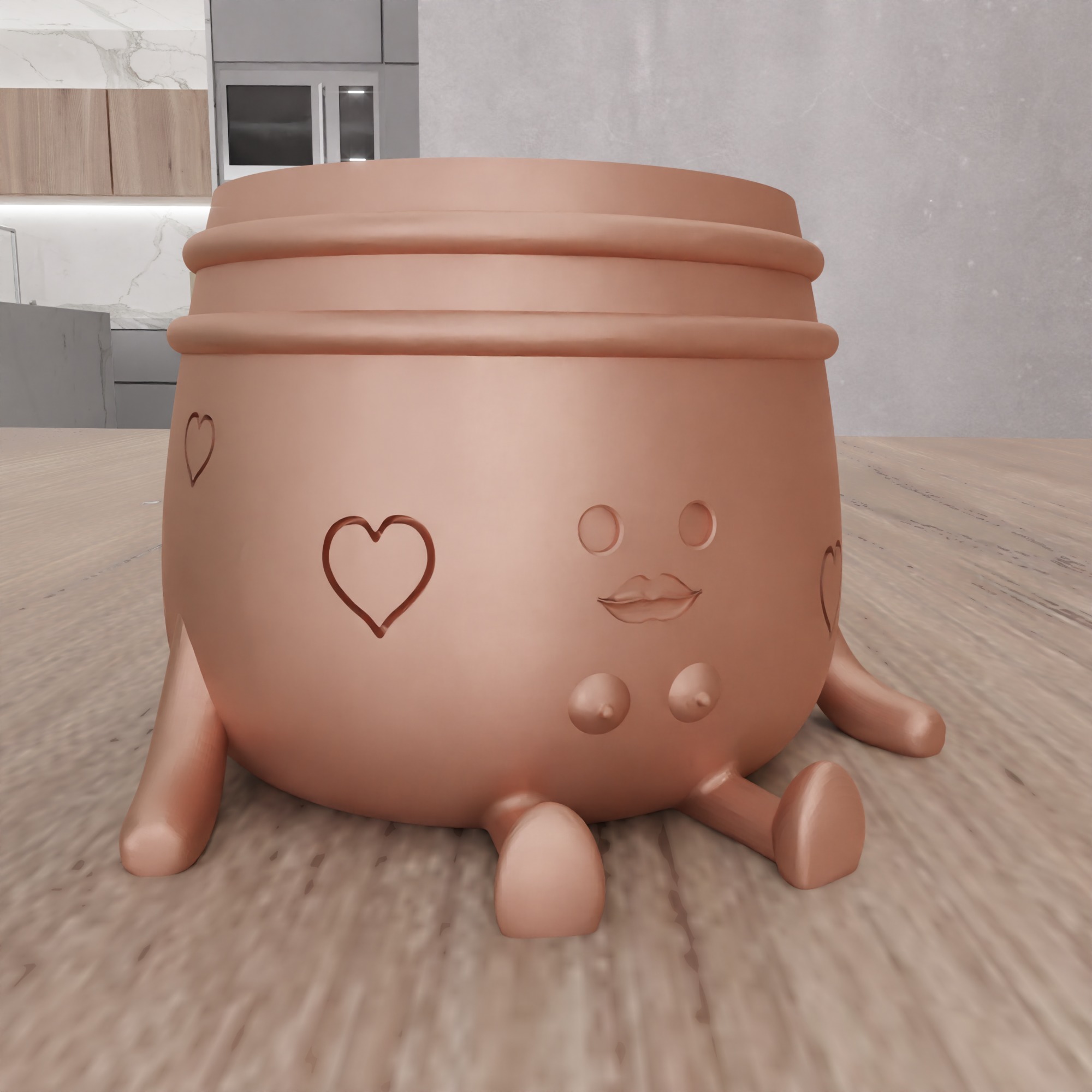 Sitting Cute Planters with 2 Breast and 2 Lip Versions - 306 3D print model_11