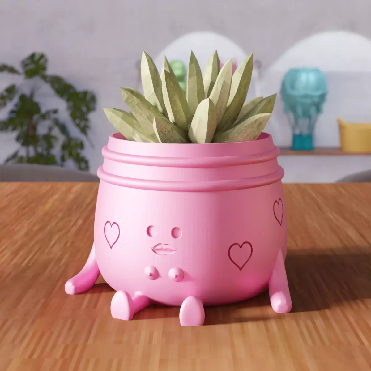 Sitting Cute Planters with 2 Breast and 2 Lip Versions - 306 3D print model_3