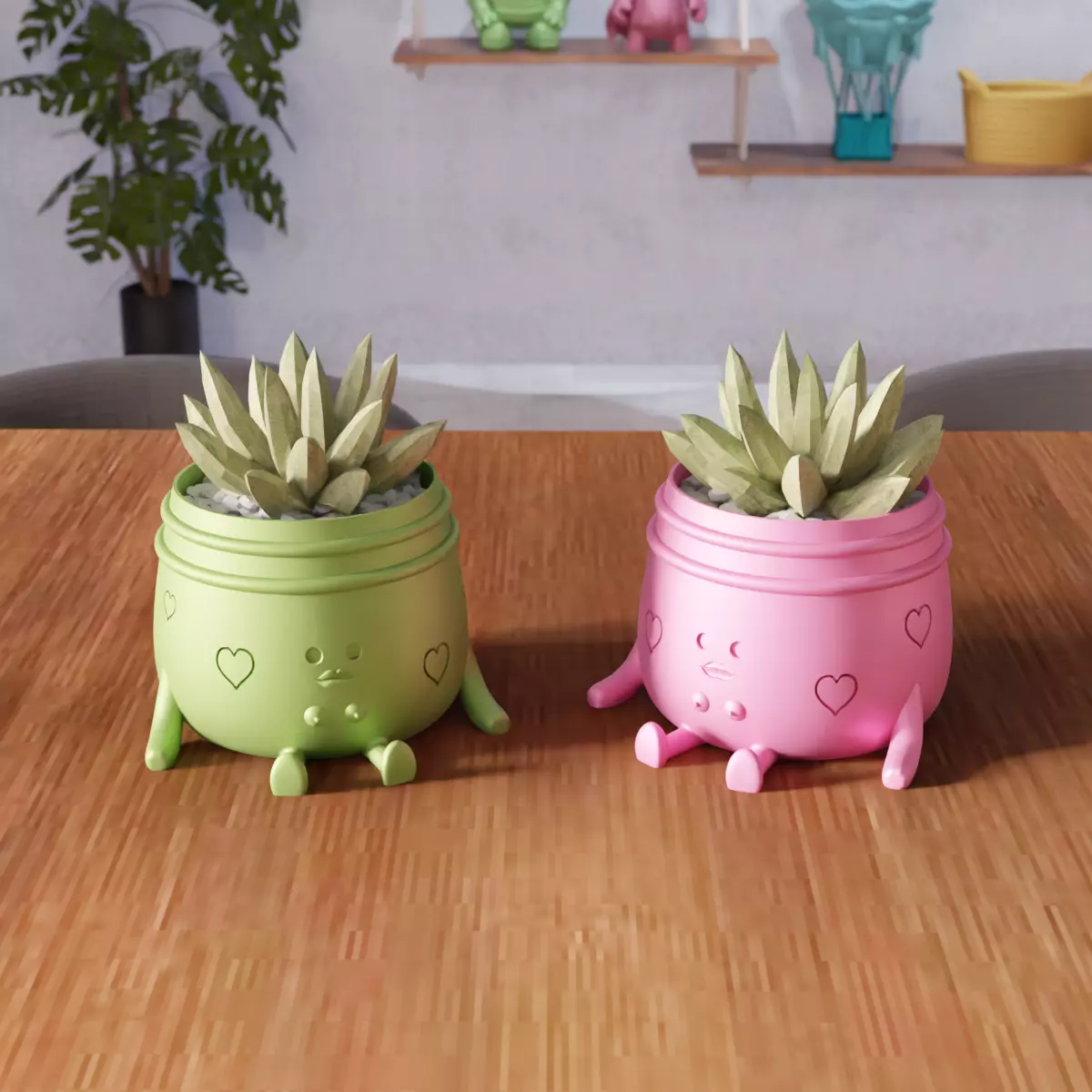 Sitting Cute Planters with 2 Breast and 2 Lip Versions - 306 3D print model_5