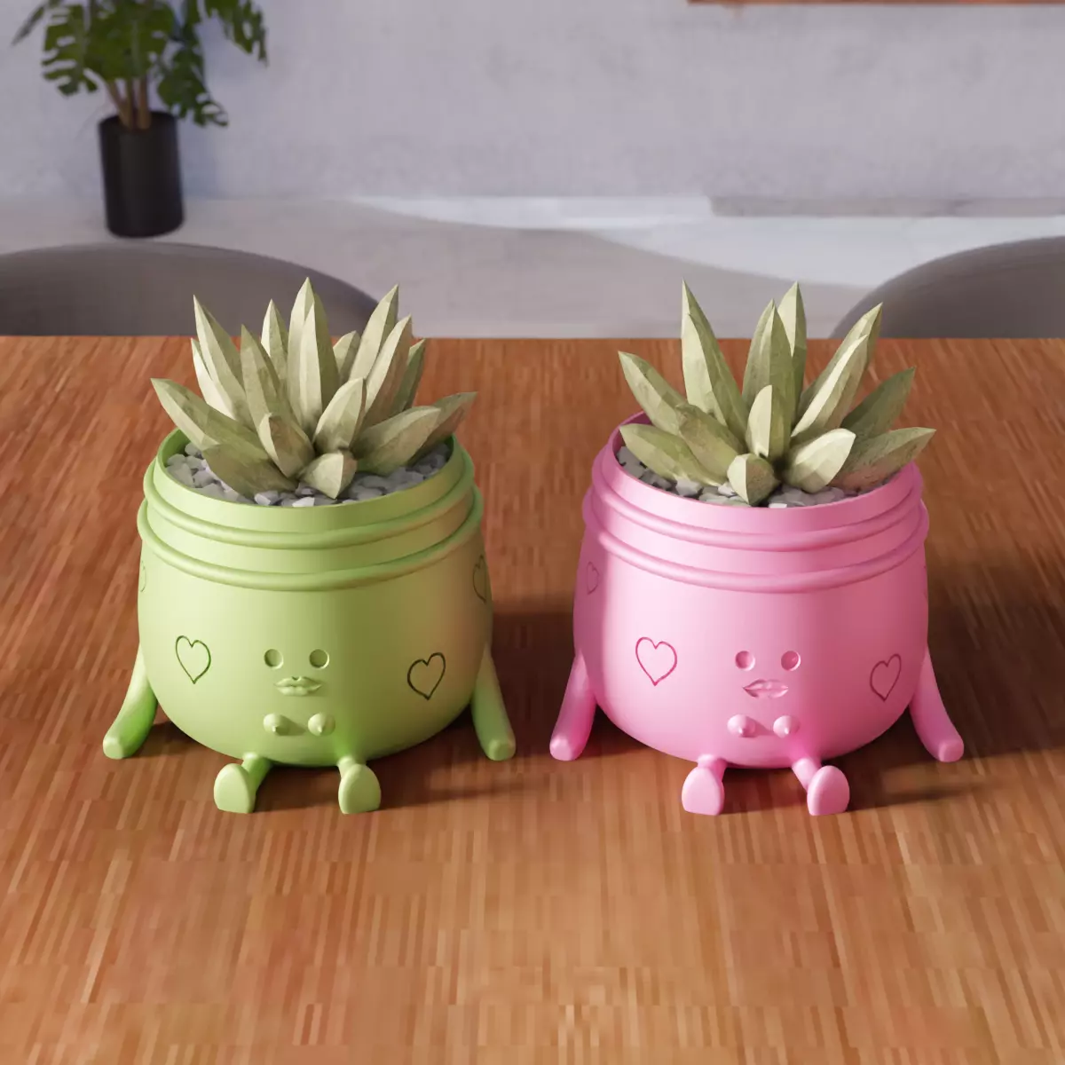 Sitting Cute Planters with 2 Breast and 2 Lip Versions - 306 3D print model_4