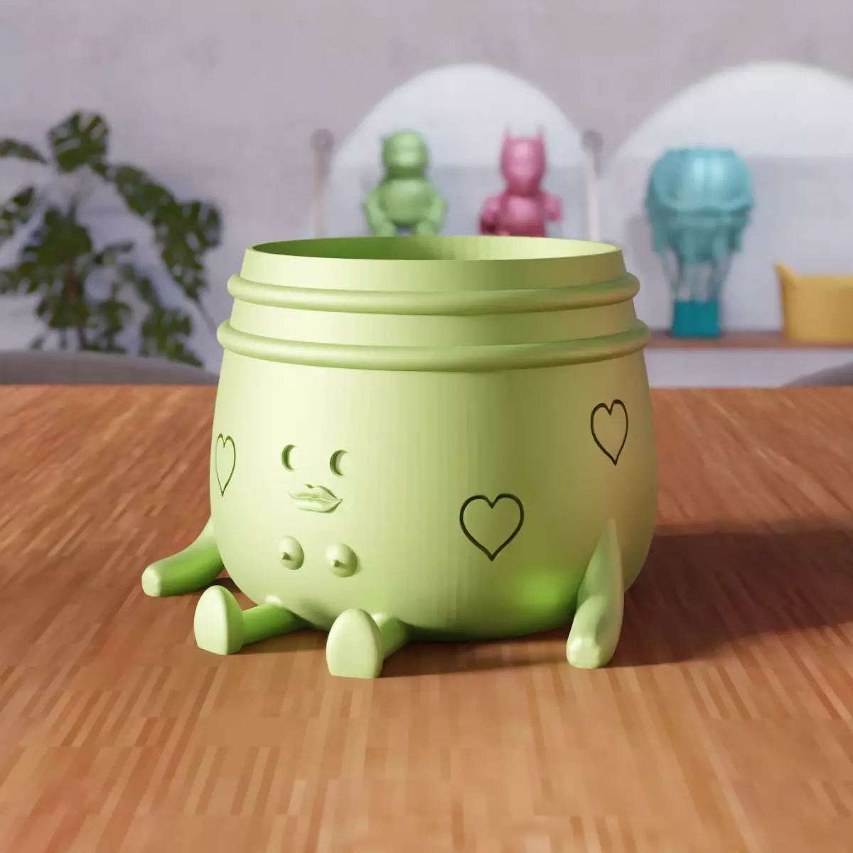 Sitting Cute Planters with 2 Breast and 2 Lip Versions - 306 3D print model_6