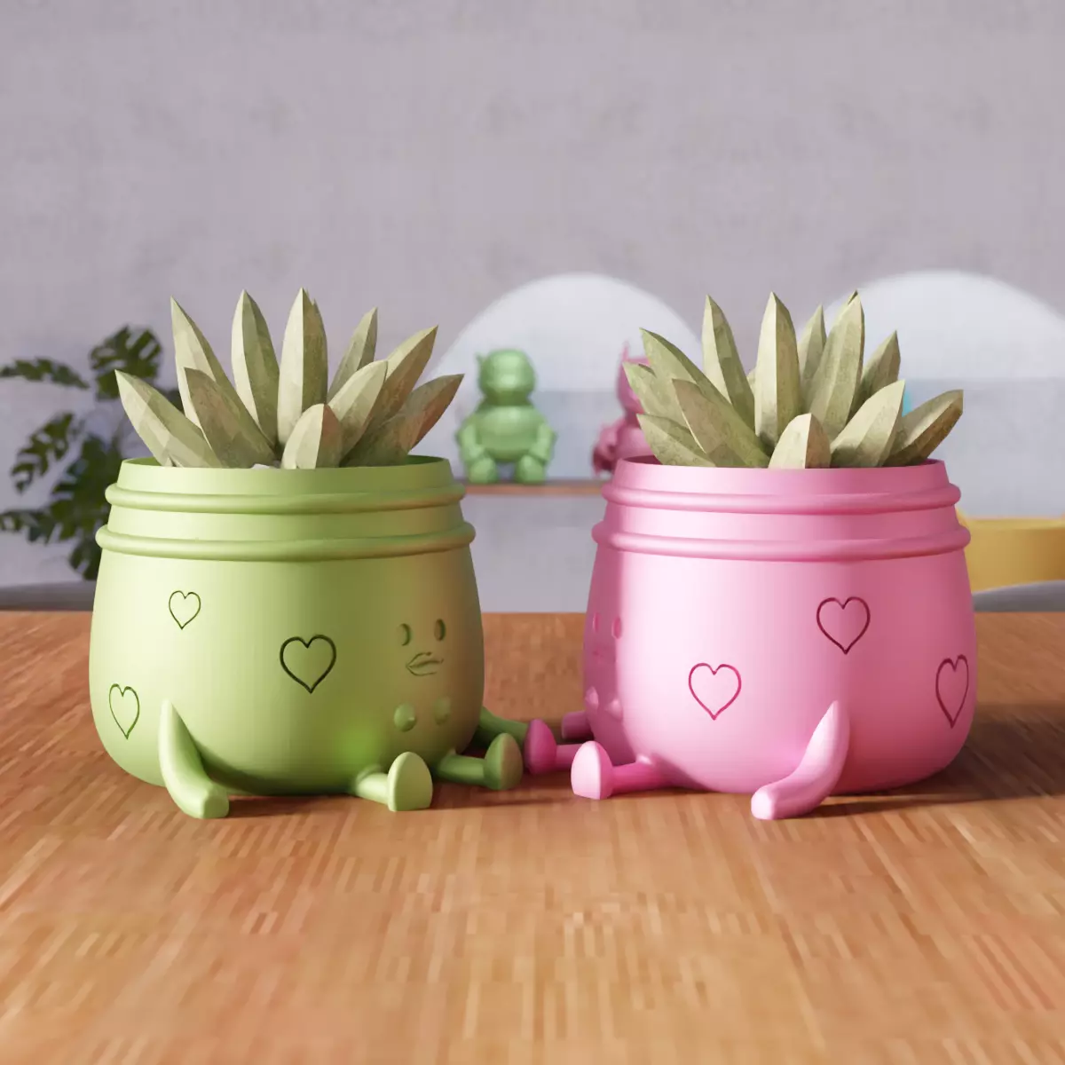 Sitting Cute Planters with 2 Breast and 2 Lip Versions - 306 3D print model_7