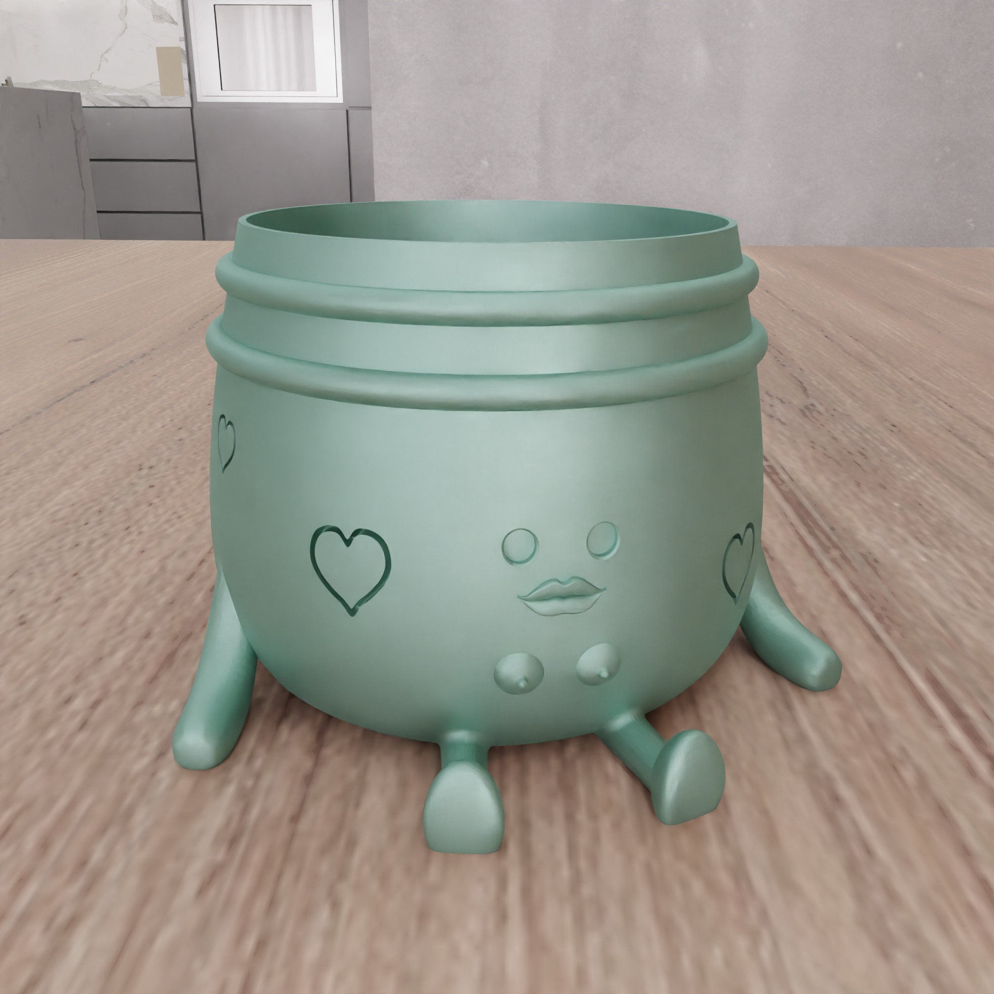 Sitting Cute Planters with 2 Breast and 2 Lip Versions - 306 3D print model_9