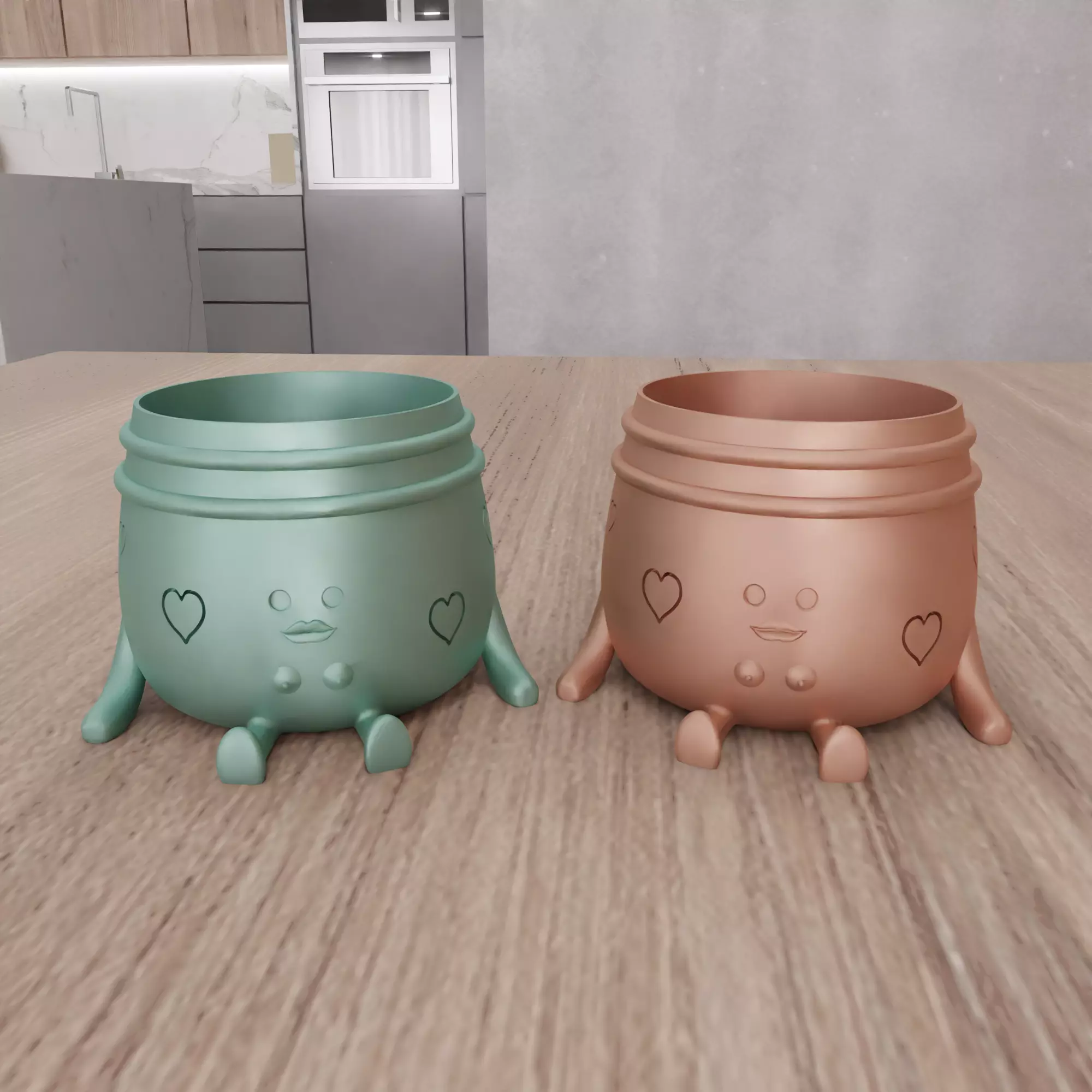 Sitting Cute Planters with 2 Breast and 2 Lip Versions - 306 3D print model_8