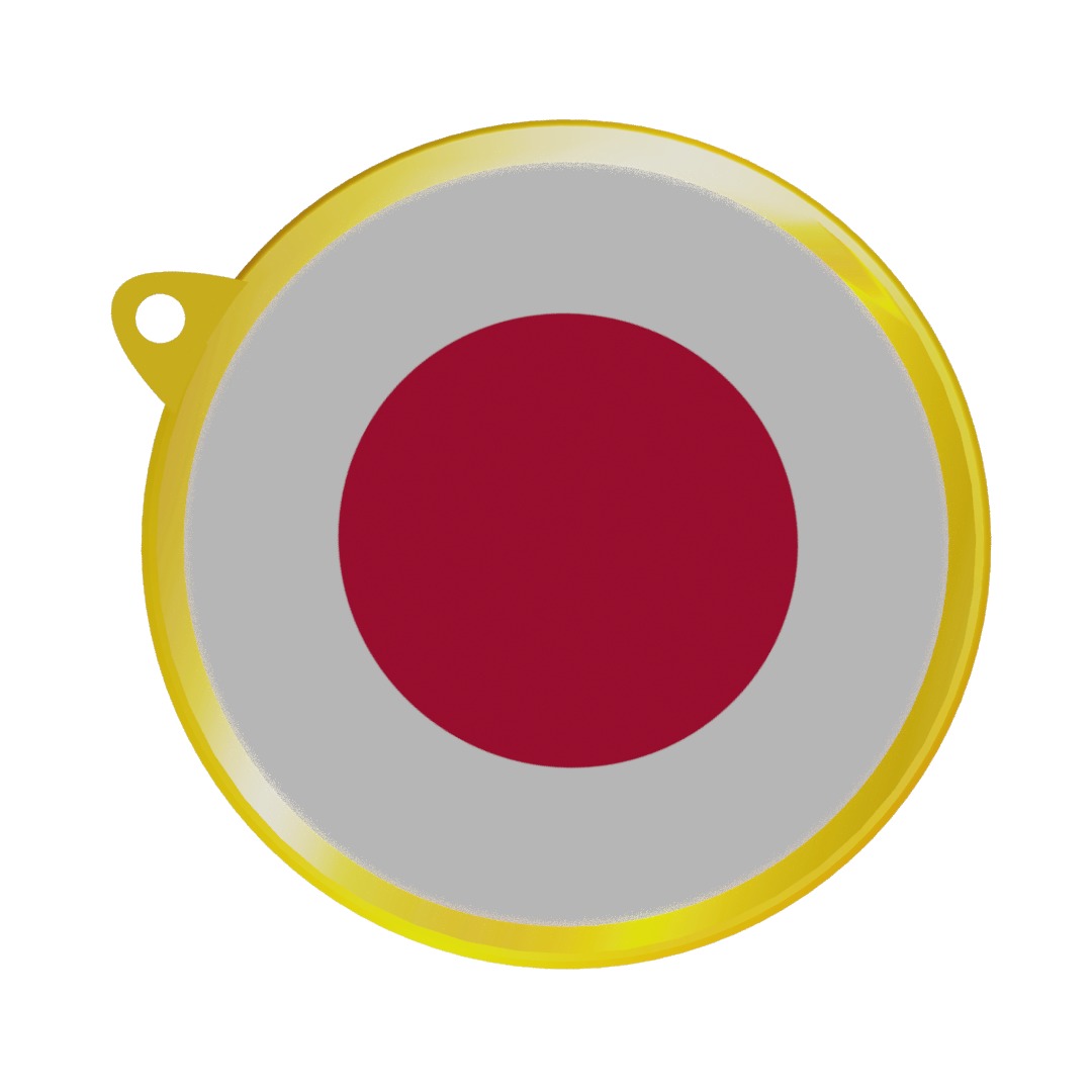 Japan Flag on a luxury golden medal badge 3D model_2