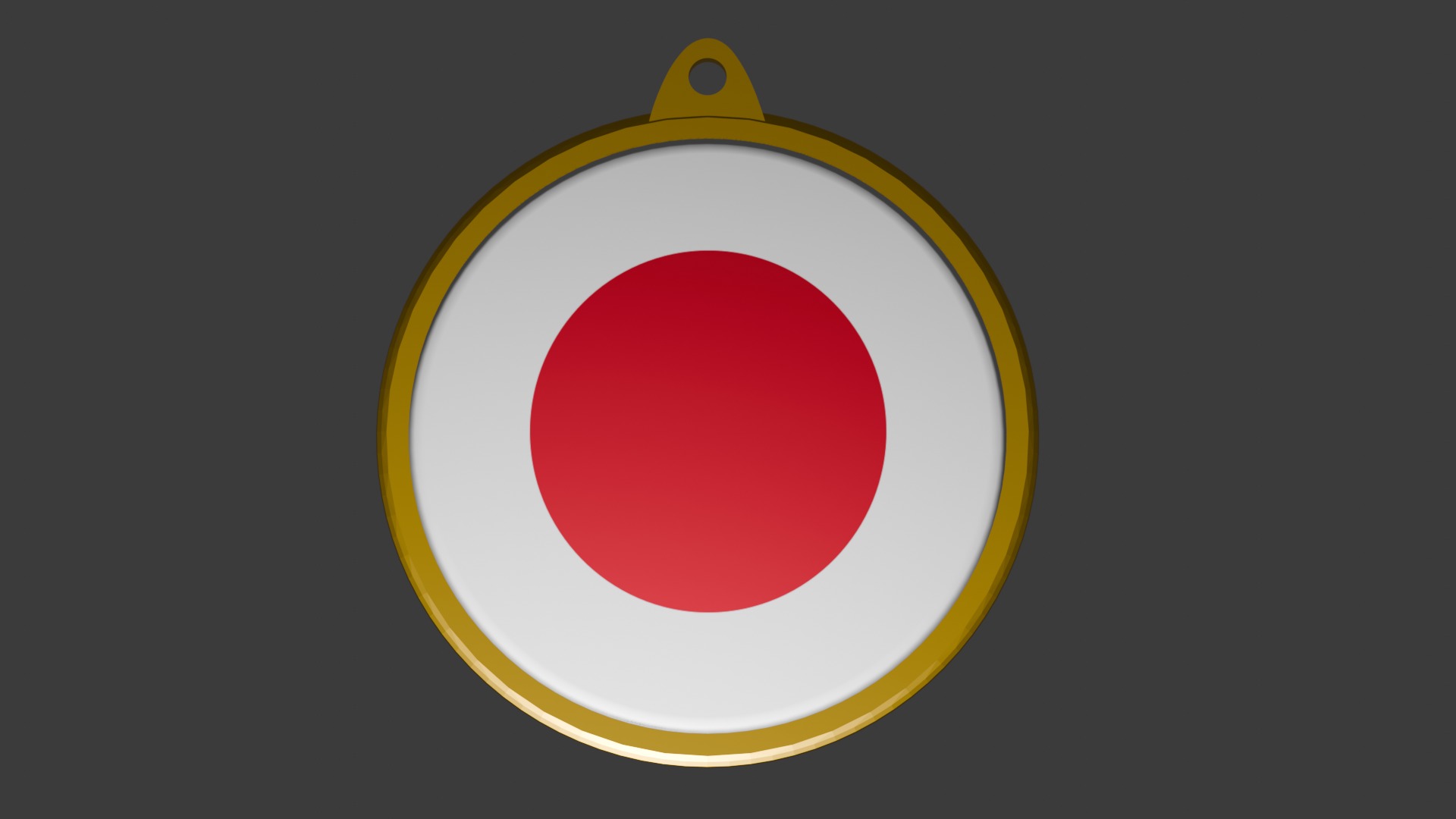 Japan Flag on a luxury golden medal badge 3D model_27