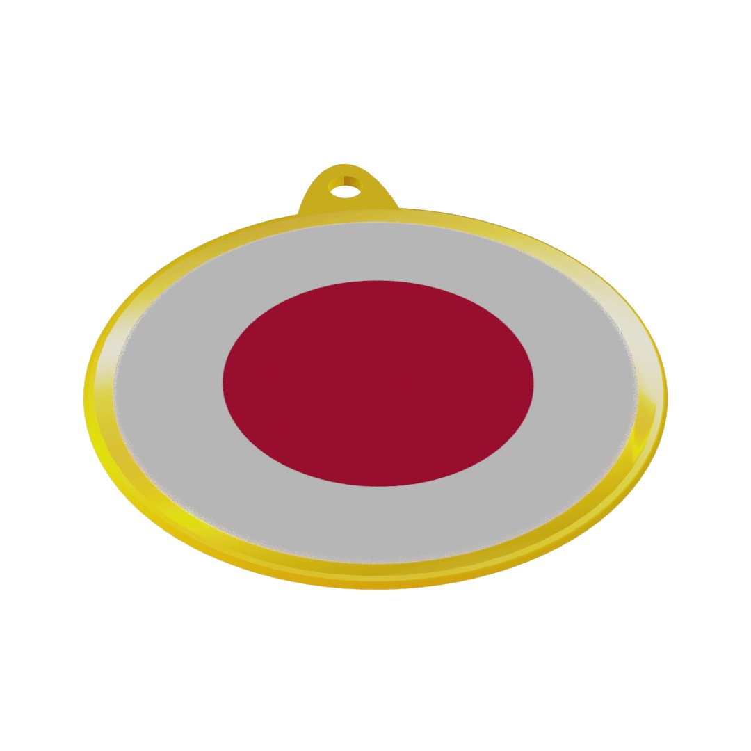 Japan Flag on a luxury golden medal badge 3D model_9