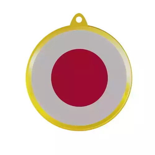 Japan Flag on a luxury golden medal badge 3D model