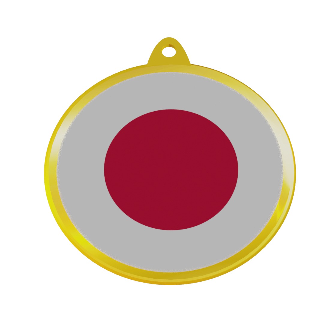 Japan Flag on a luxury golden medal badge 3D model_7