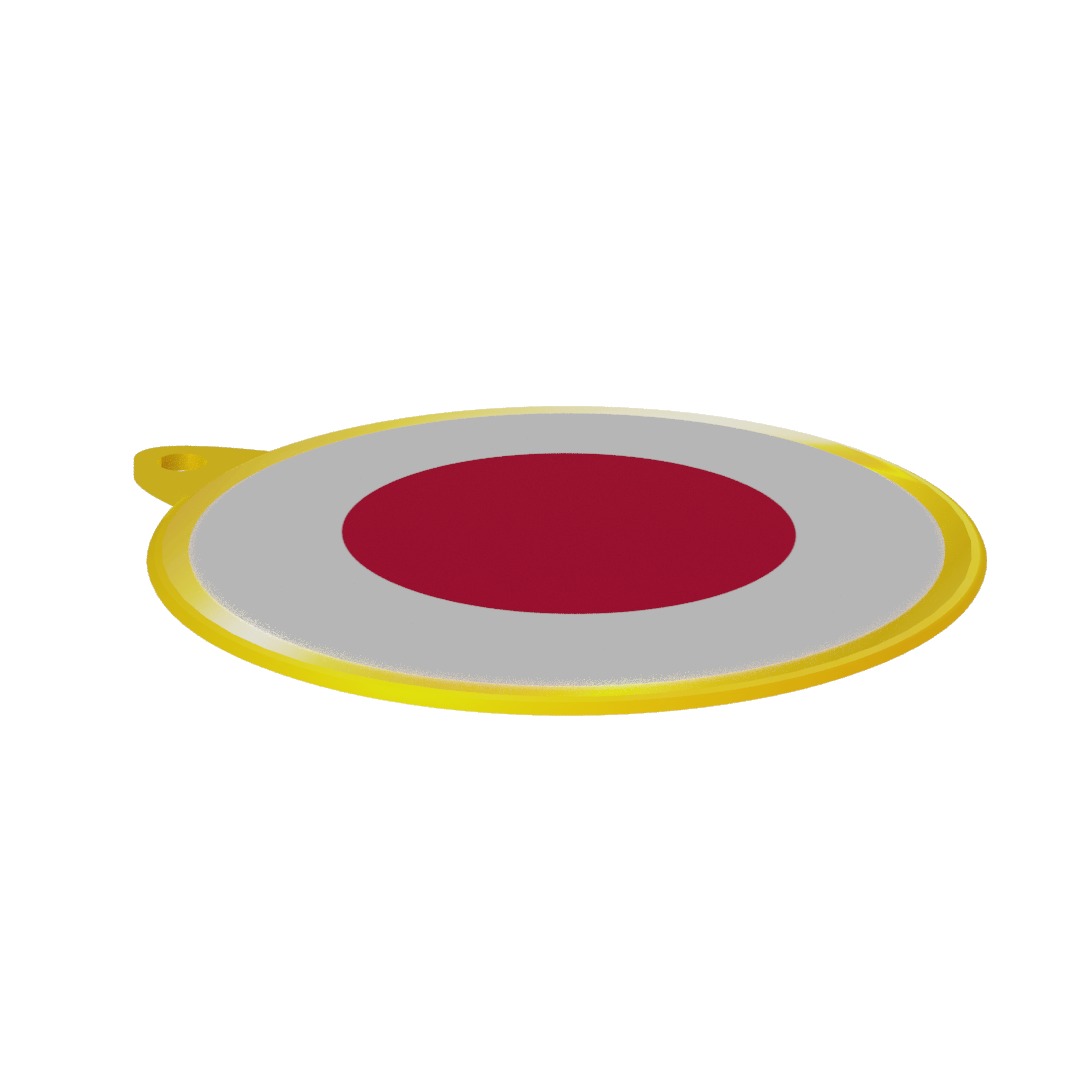 Japan Flag on a luxury golden medal badge 3D model_11