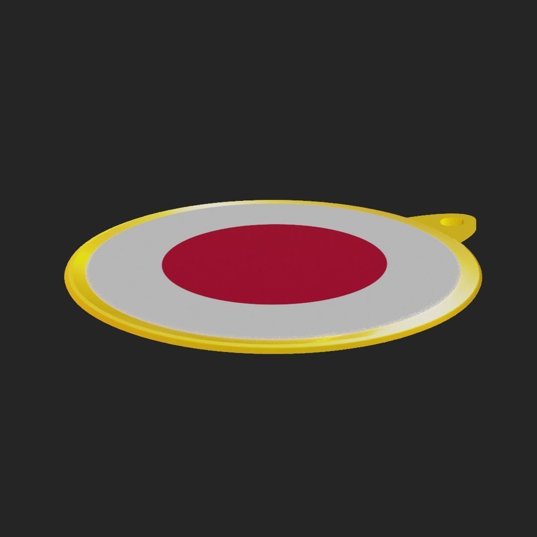 Japan Flag on a luxury golden medal badge 3D model_13