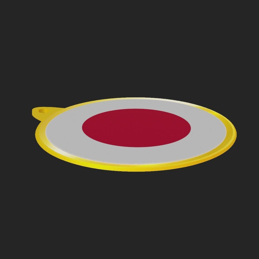 Japan Flag on a luxury golden medal badge 3D model_24