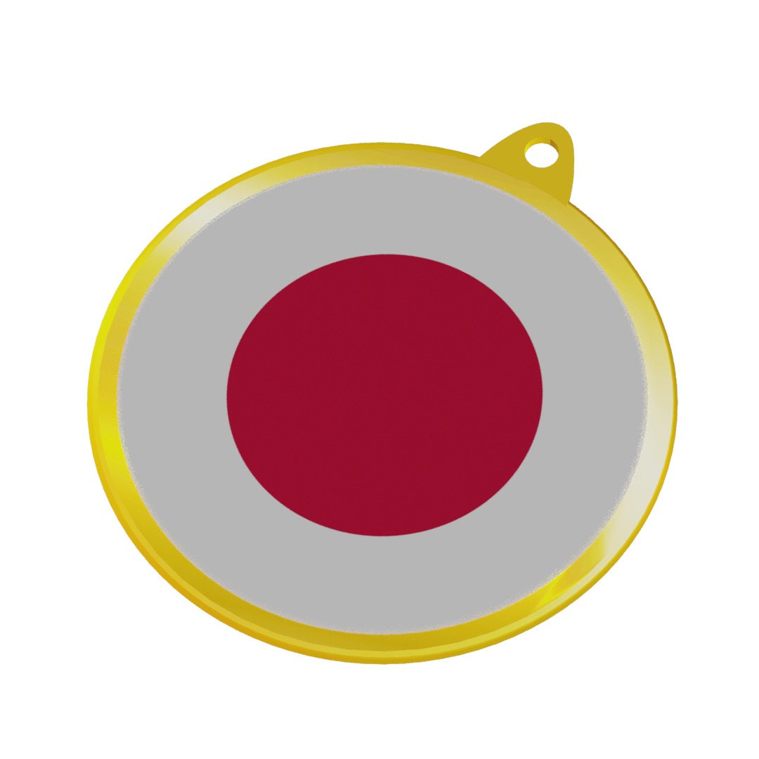 Japan Flag on a luxury golden medal badge 3D model_6