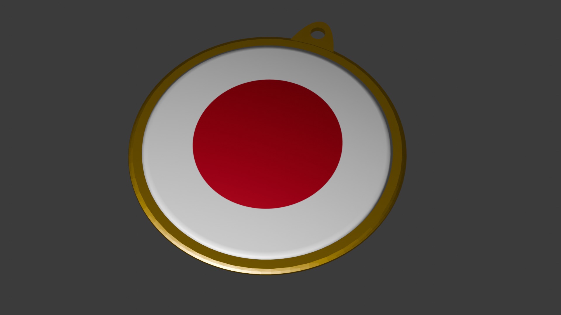 Japan Flag on a luxury golden medal badge 3D model_28