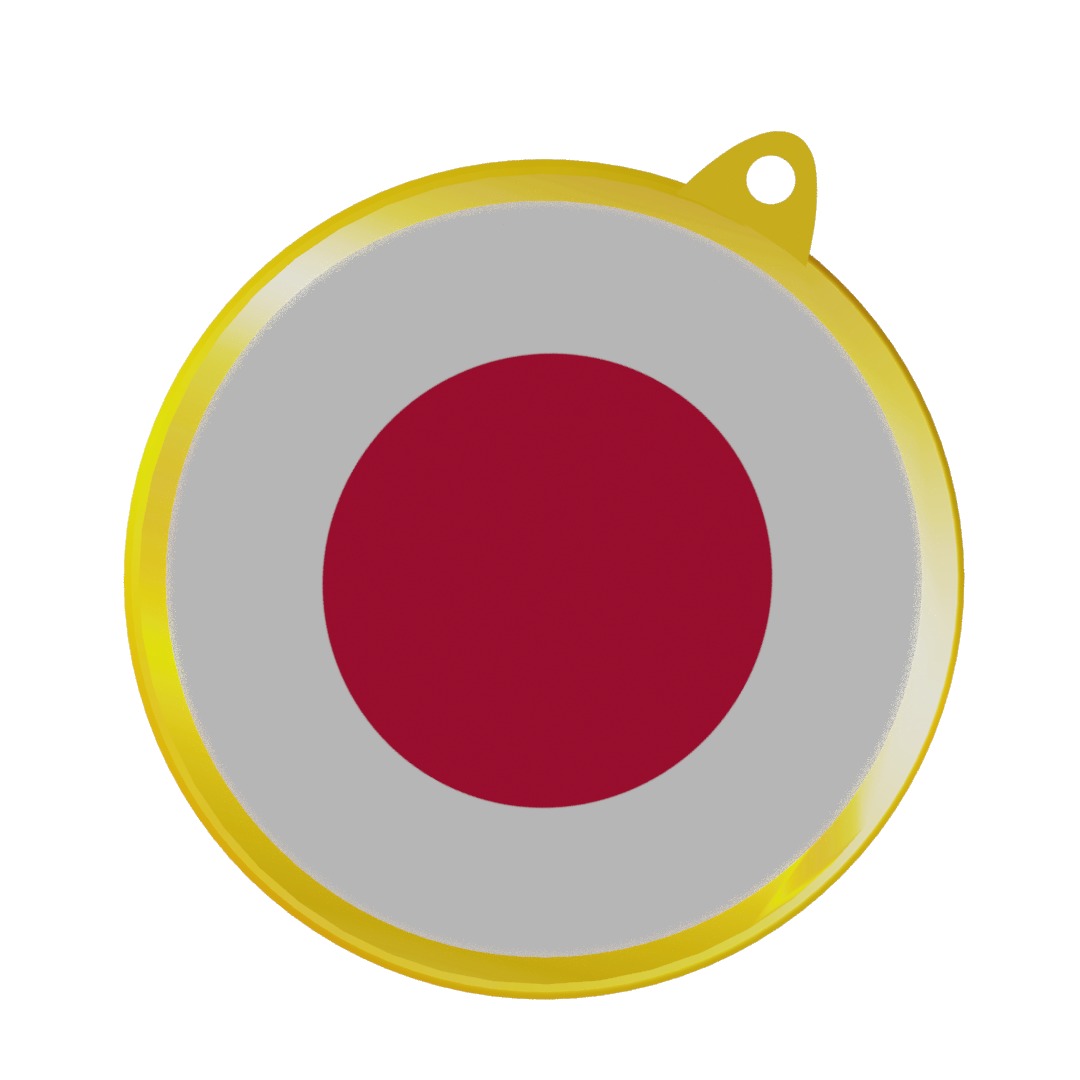 Japan Flag on a luxury golden medal badge 3D model_5