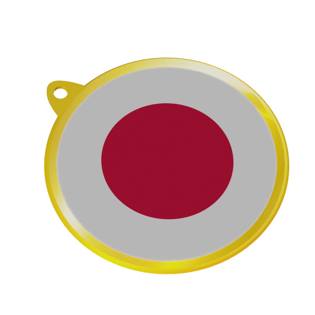Japan Flag on a luxury golden medal badge 3D model_8