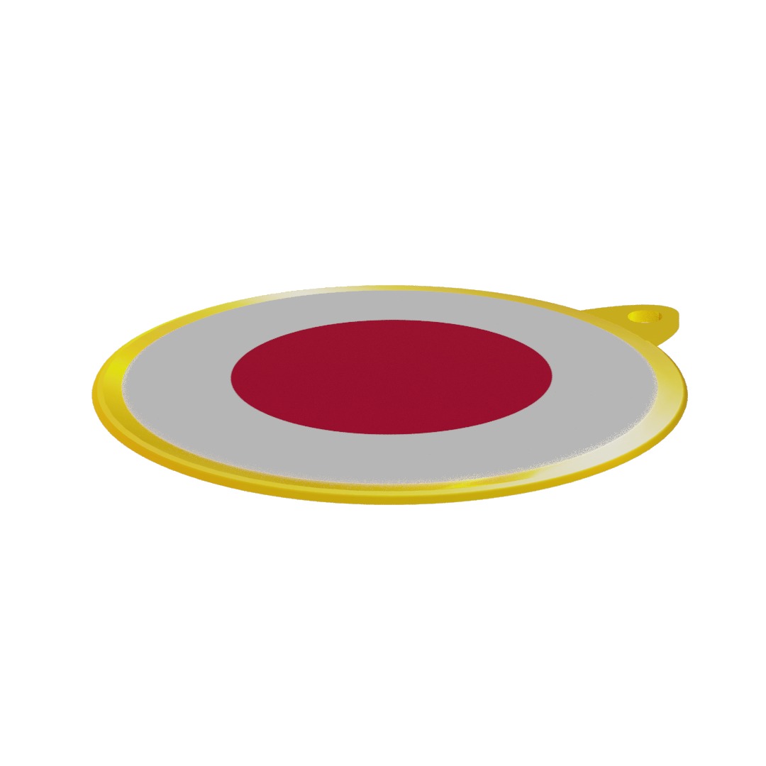 Japan Flag on a luxury golden medal badge 3D model_12