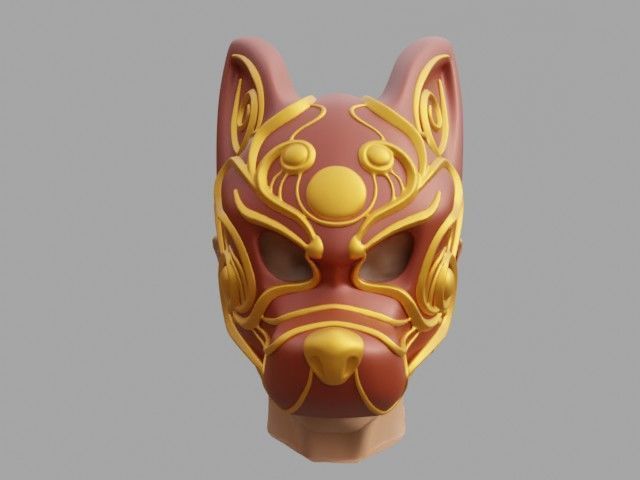 Fox Animal Mask with Ornament 3D print model_1