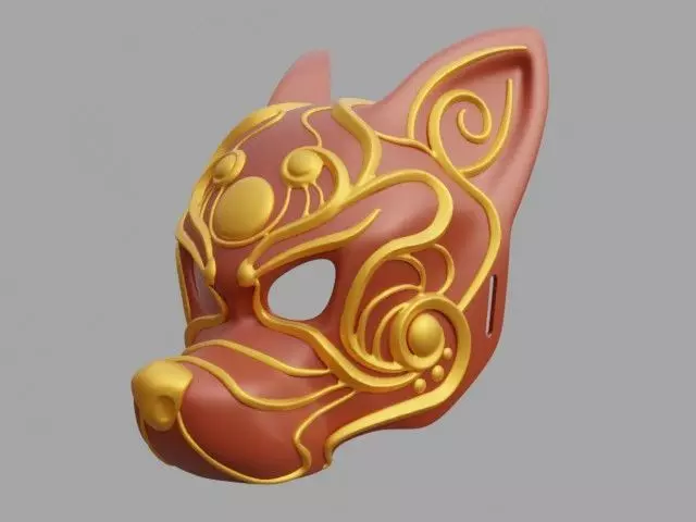Fox Animal Mask with Ornament 3D print model_0