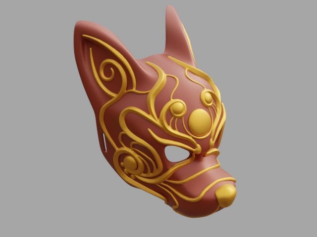 Fox Animal Mask with Ornament 3D print model_3