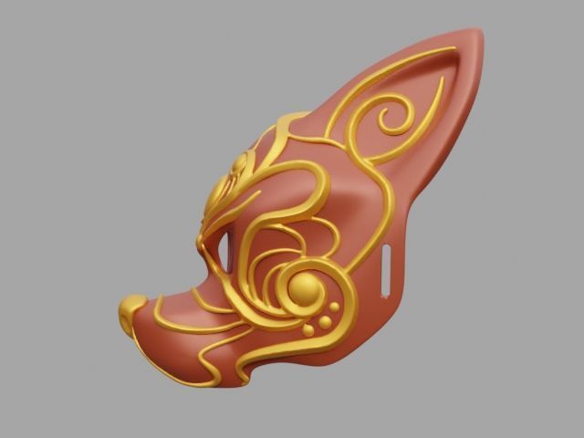 Fox Animal Mask with Ornament 3D print model_4