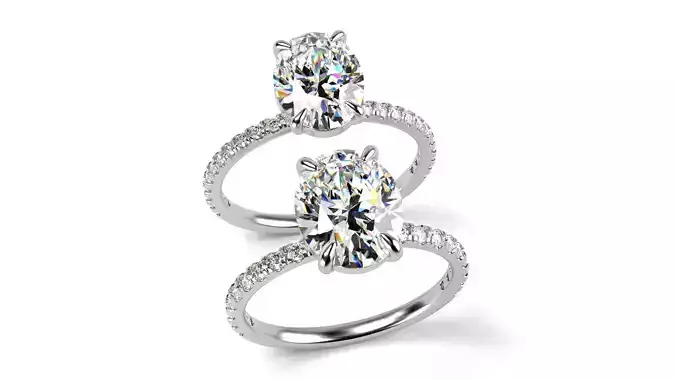 Solitaire ring with Oval gems 10x8 and 9x7mm