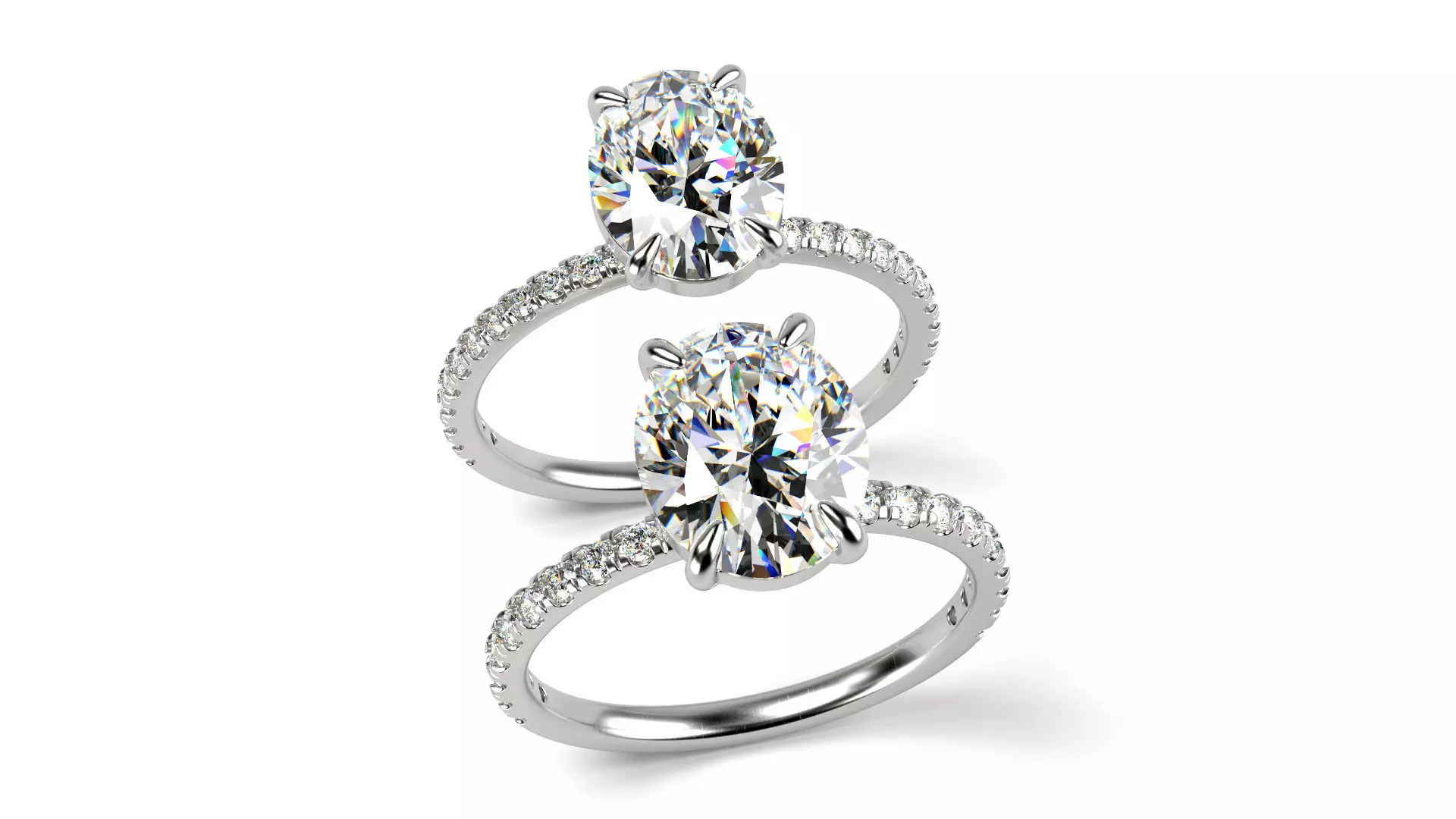 Solitaire ring with Oval gems 10x8 and 9x7mm 3D print model_0