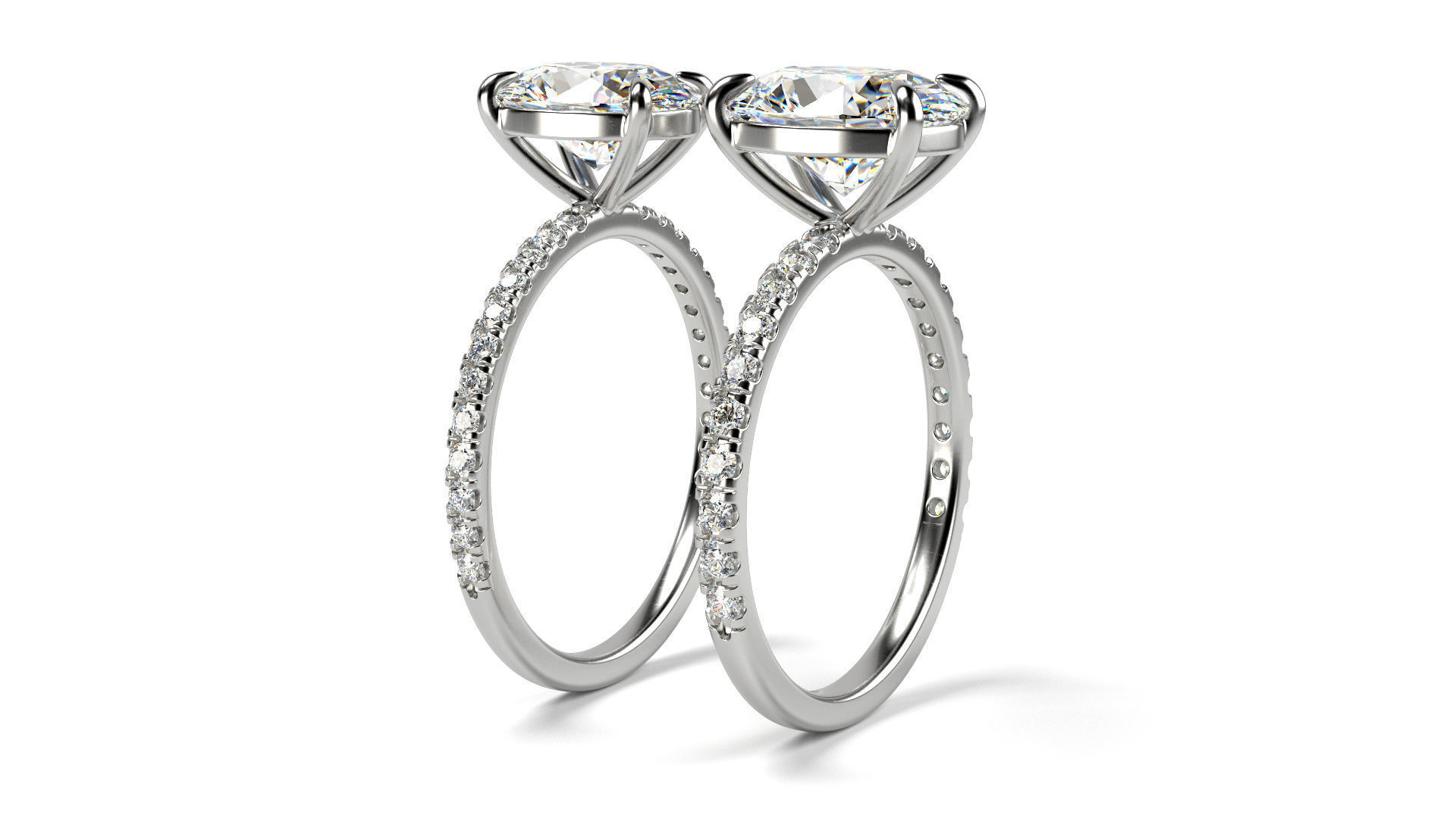 Solitaire ring with Oval gems 10x8 and 9x7mm 3D print model_3