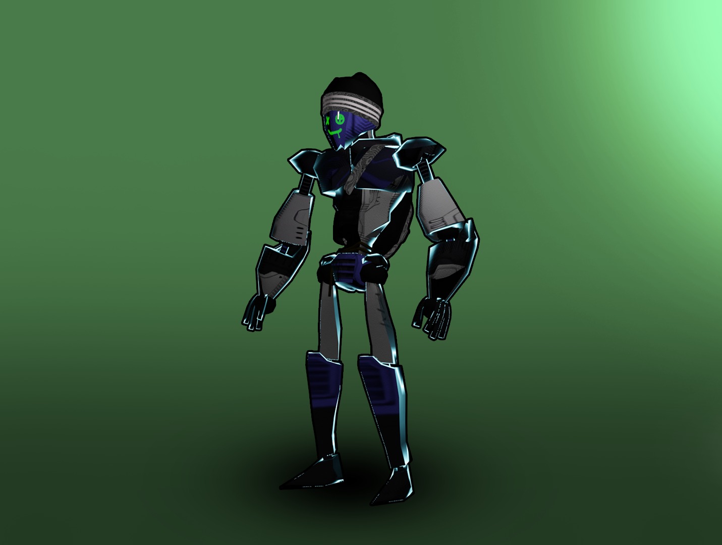 Low Poly retro robot design 3D model_2