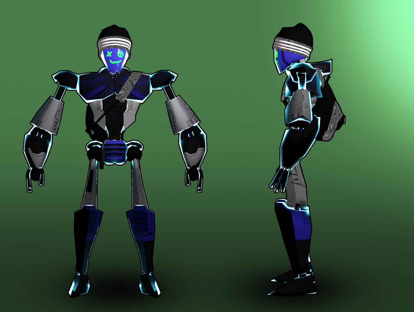 Low Poly retro robot design 3D model_1