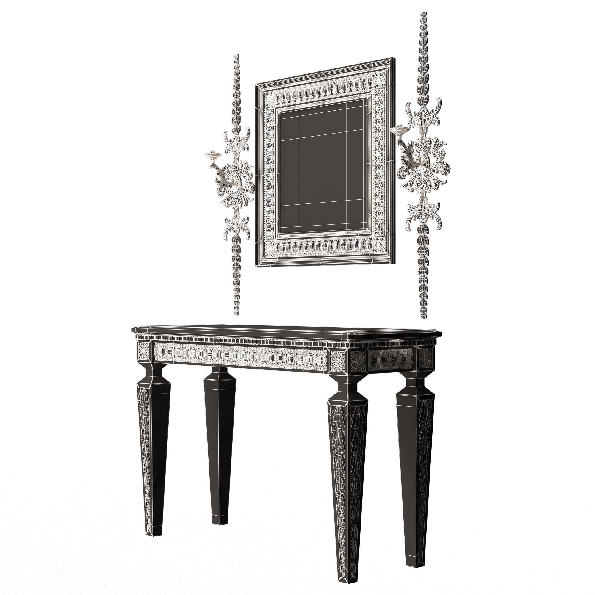 Classic Console Table Collection Low-poly 3D model_14