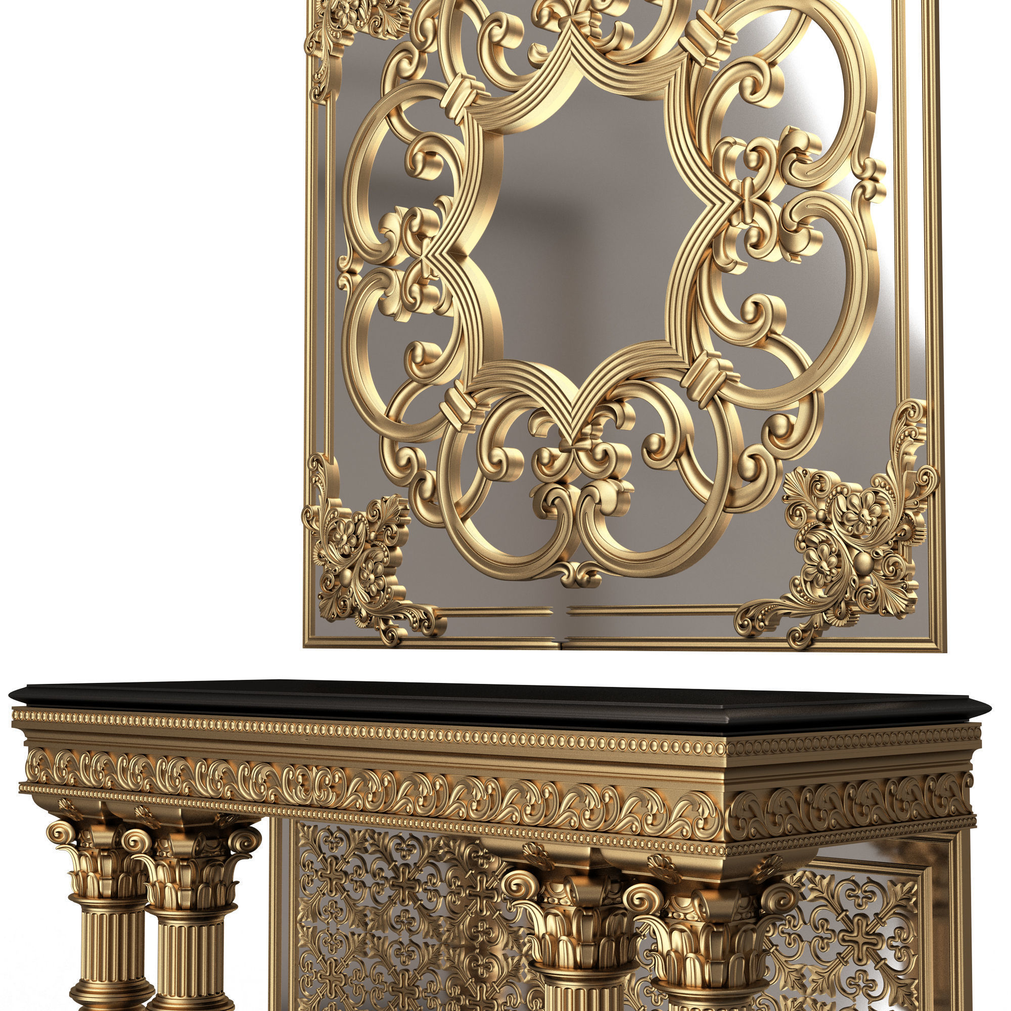 Classic Console Table Collection Low-poly 3D model_70