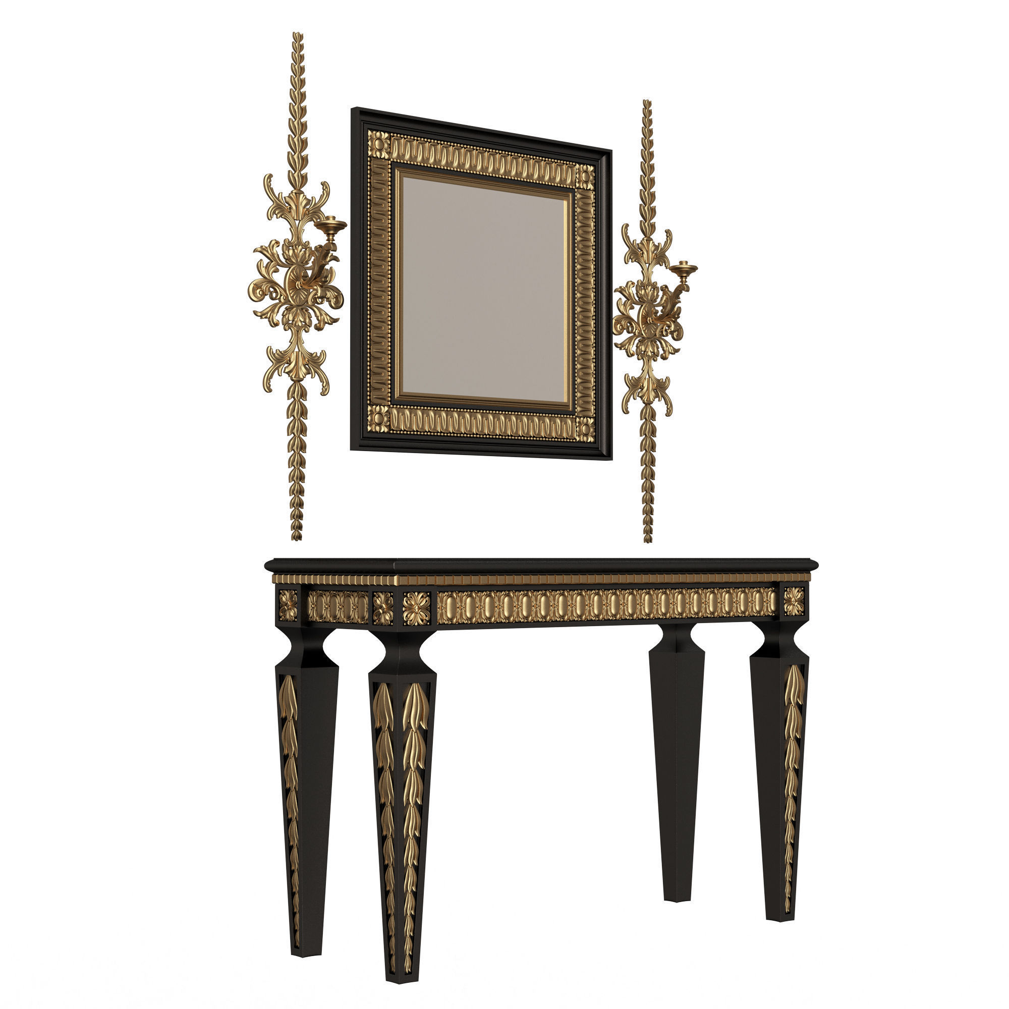 Classic Console Table Collection Low-poly 3D model_11
