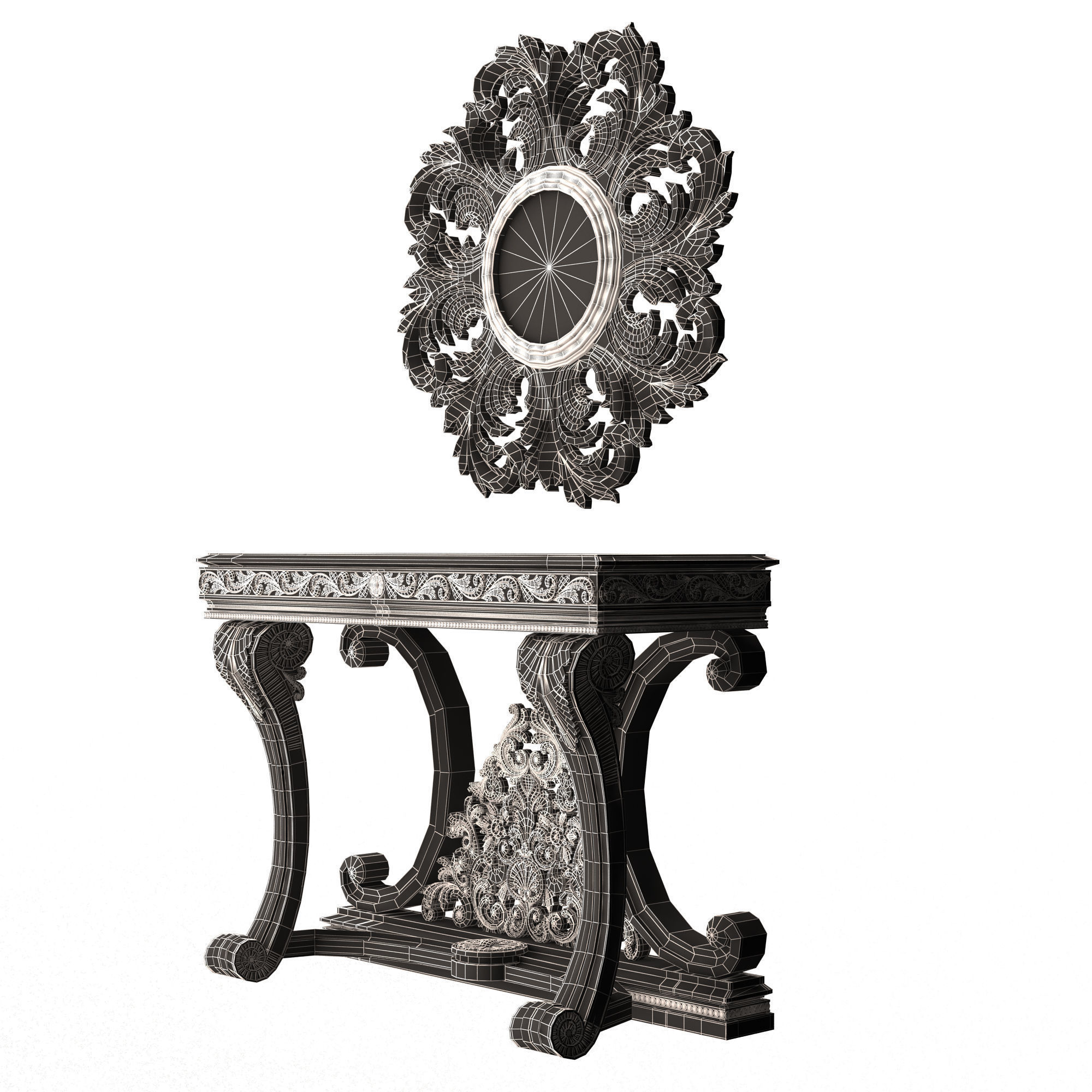 Classic Console Table Collection Low-poly 3D model_86
