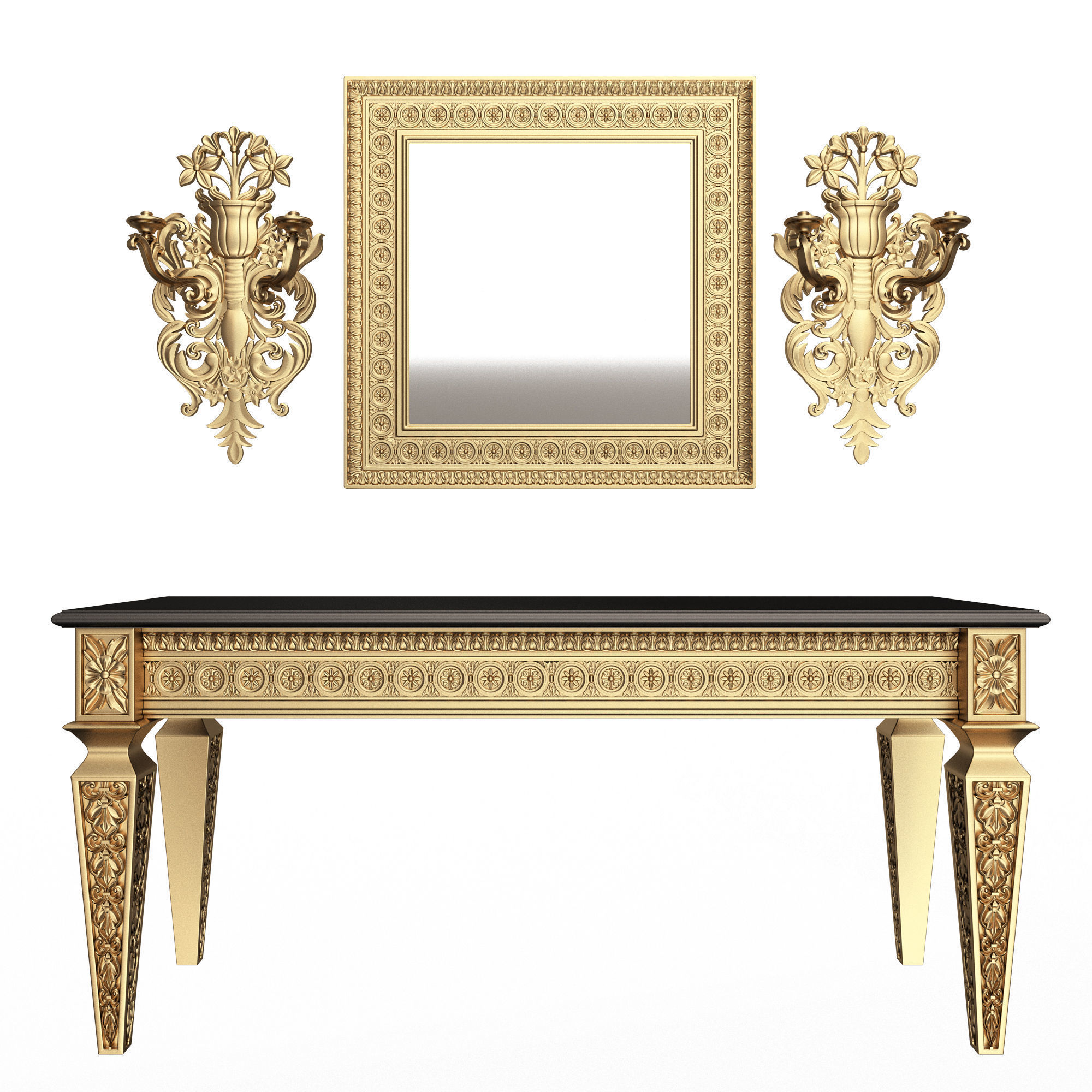 Classic Console Table Collection Low-poly 3D model_39