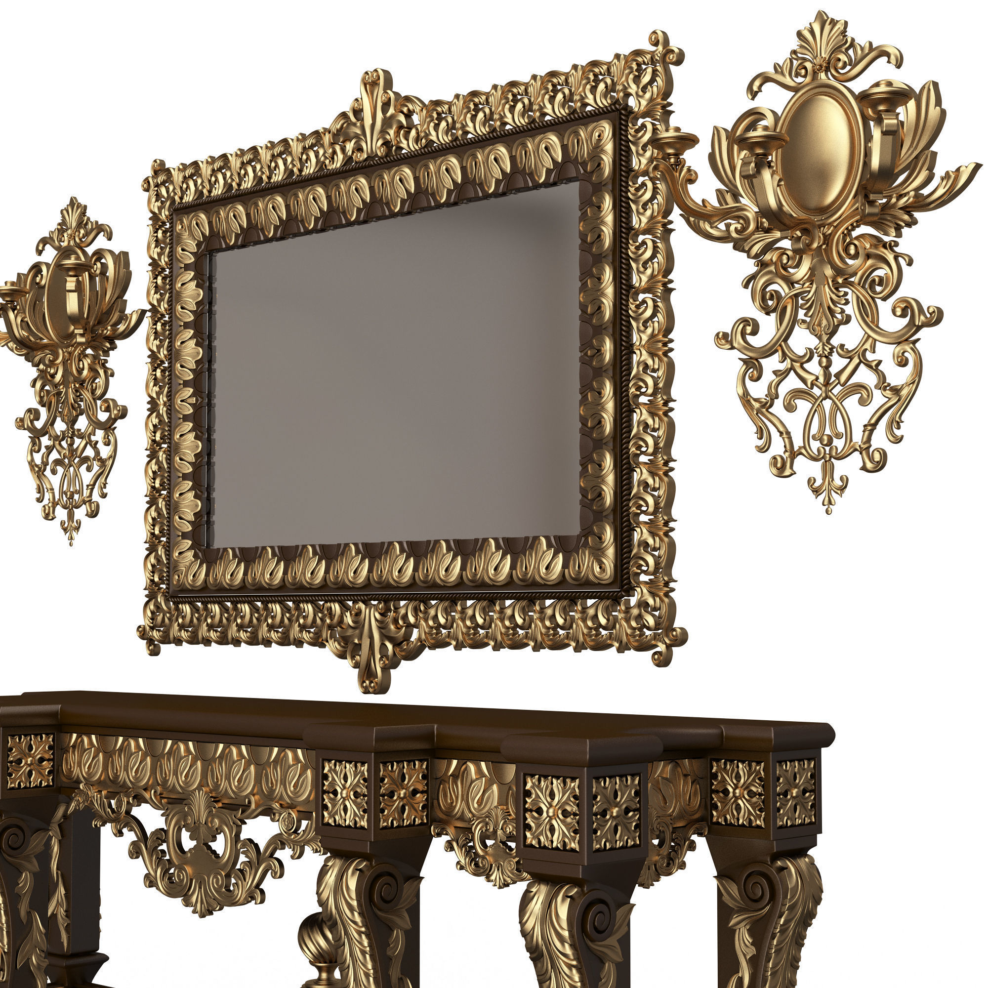 Classic Console Table Collection Low-poly 3D model_26