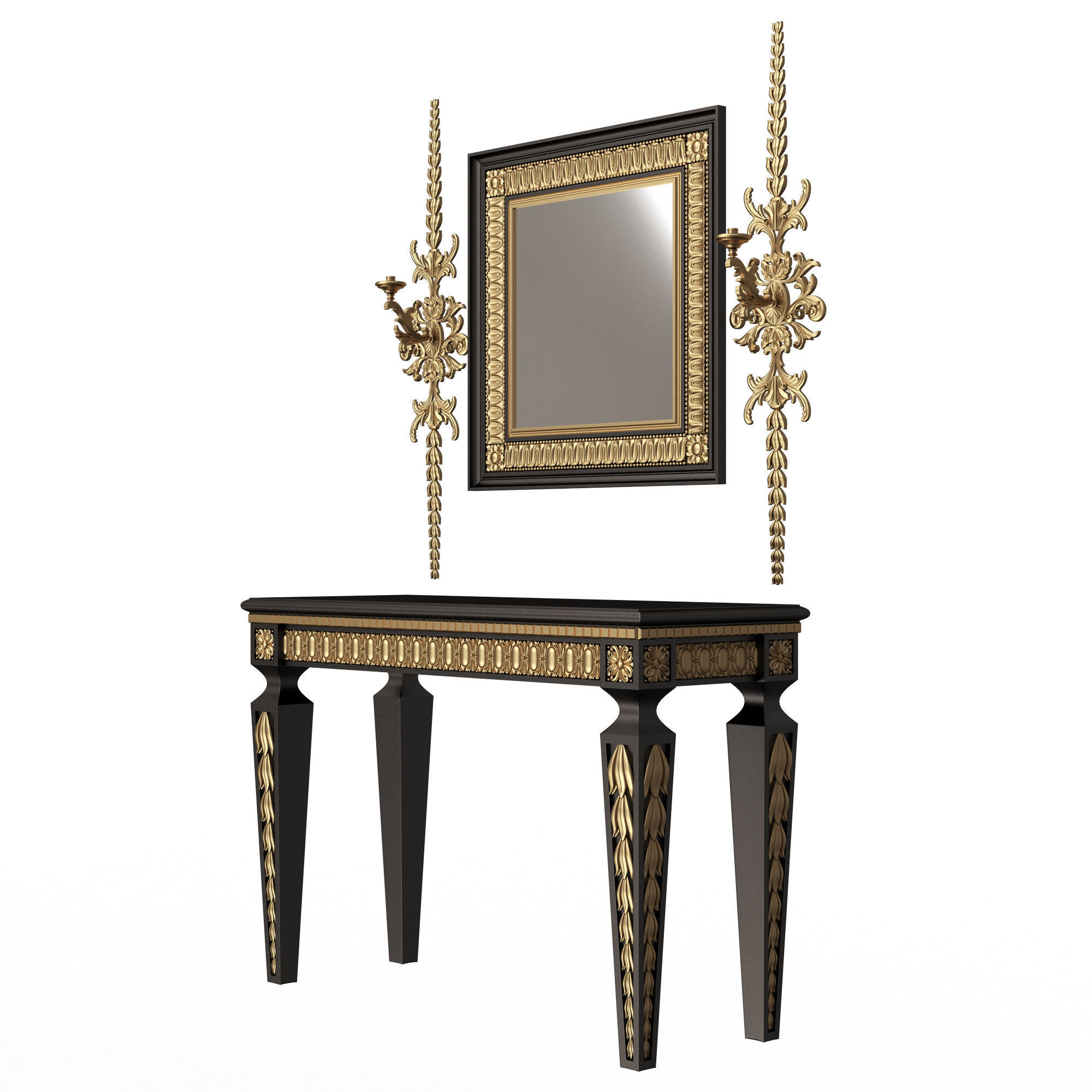 Classic Console Table Collection Low-poly 3D model_10