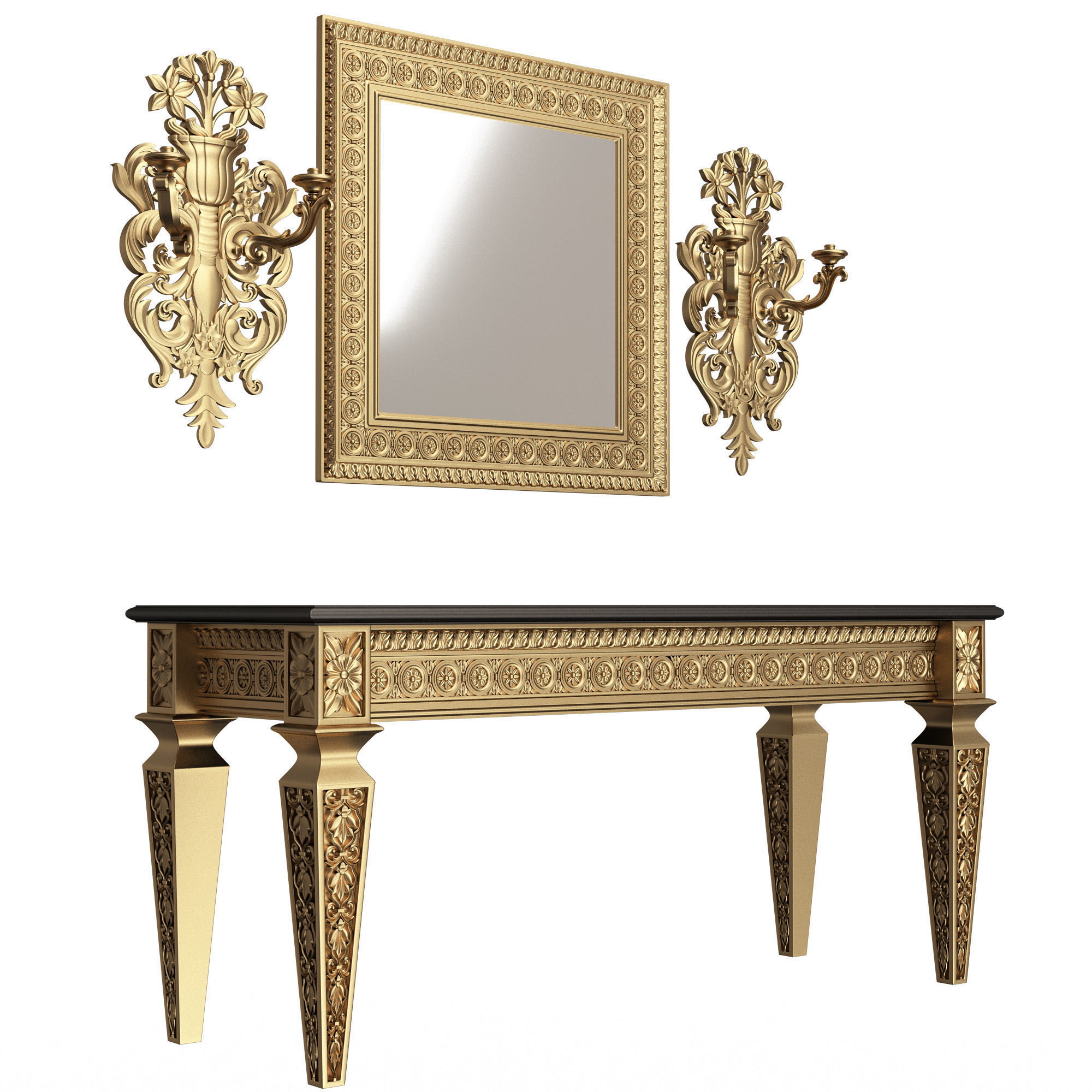 Classic Console Table Collection Low-poly 3D model_41