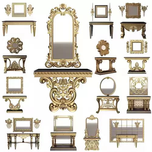 Classic Console Table Collection Low-poly 3D model