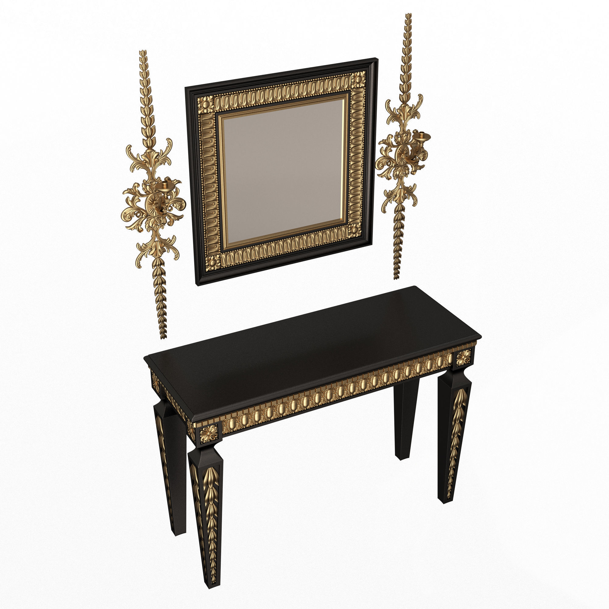 Classic Console Table Collection Low-poly 3D model_9